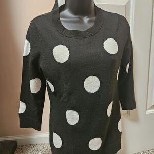 New York & Company Black and White Polka Dot Sweater